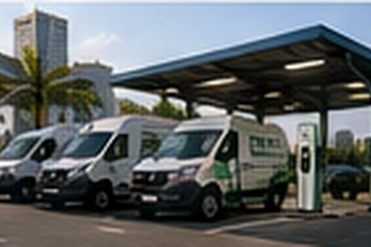Fleet depot with vehicles and PVG-EV charging support